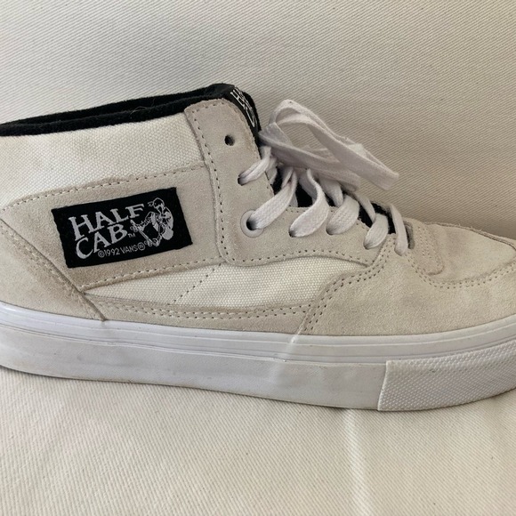 Vans Skate Half Cab White Black Suede Sz US 7.5 Men's Sneaker ~Clean~
